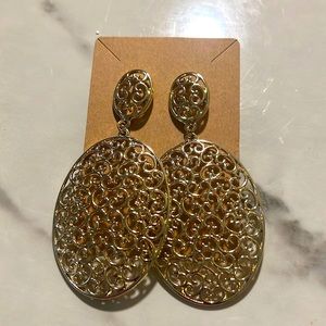 Golden Oval Shaped Earrings NWOT